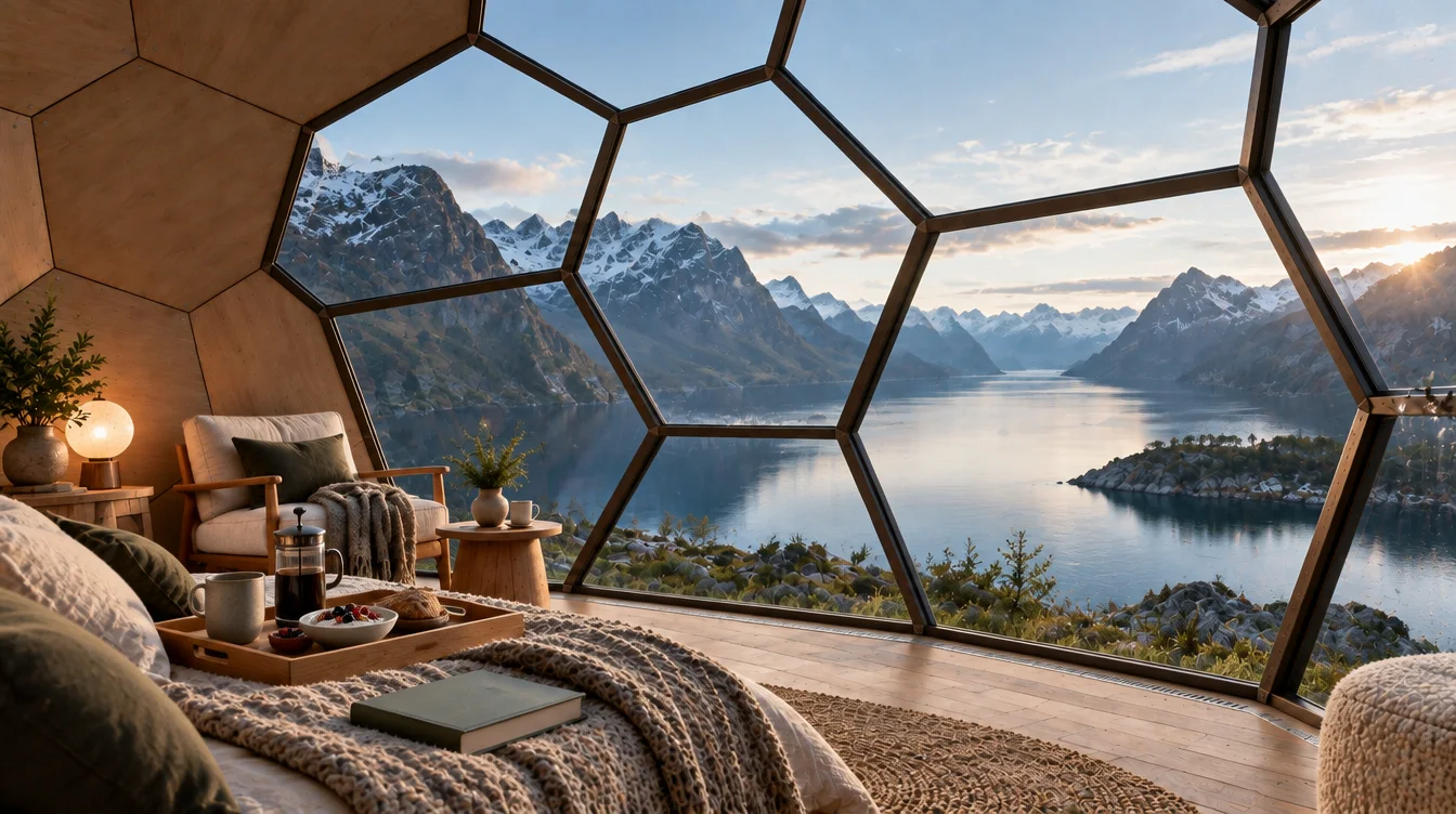 Ruhiger Morgen in einer Kaiser Glamping Konzeptdestination